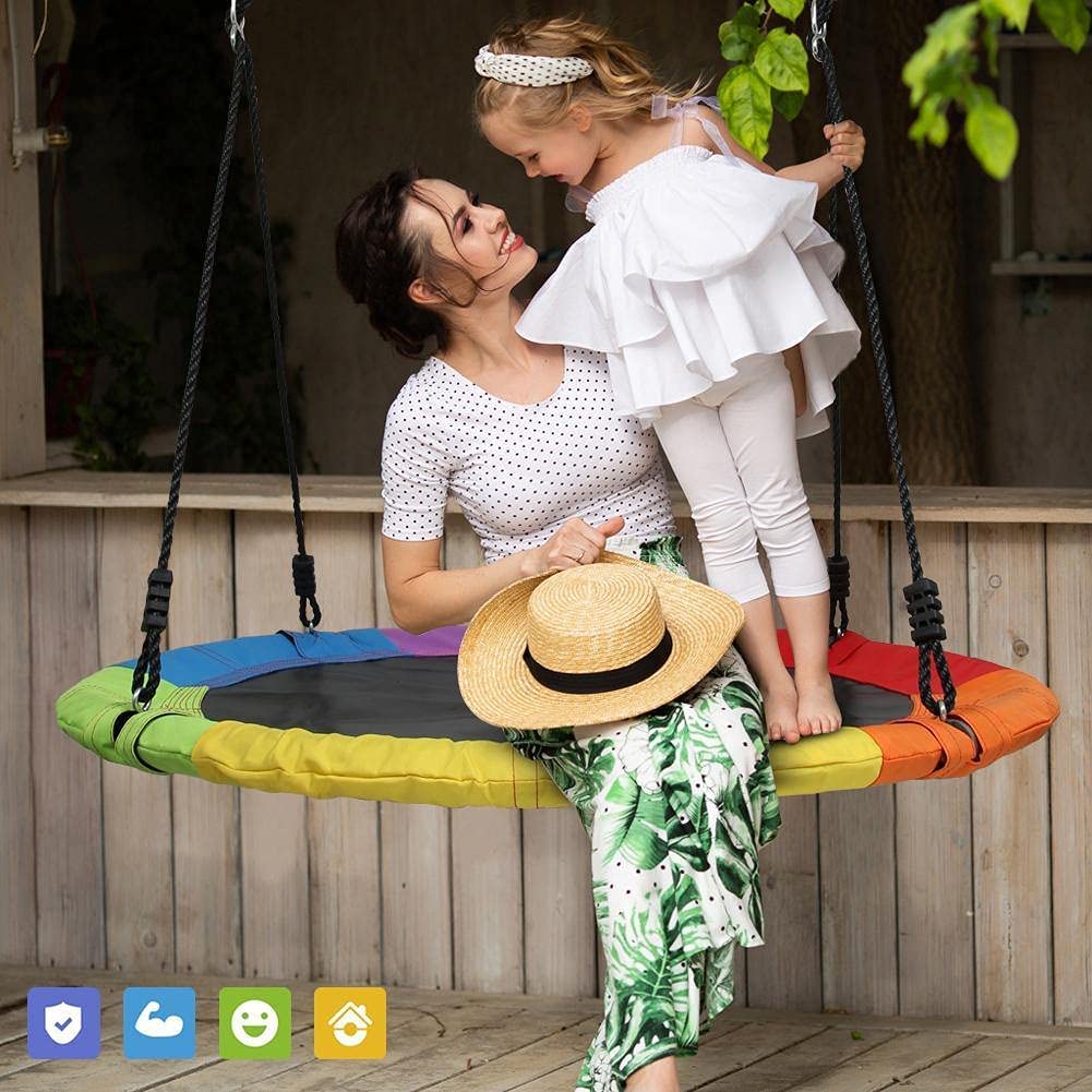 REZNOR Multicolor Swing 40 Inch 85 kg Load Capacity Fabric Includes Hanging Kit for Kids Outdoor Indoor Heavy Duty Safe Durable Swing view 2