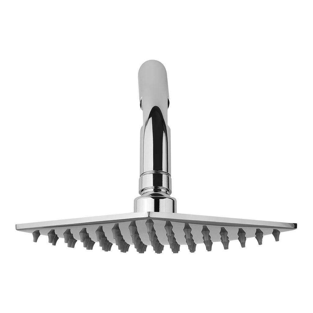 Orvos Overhead Shower, Kosi, modern curved design, with touch clean nozzles, Hiqh quality Stainless Steel, with salt tested chrome plating, 8x8 inches, for high end luxury bathrooms view 2