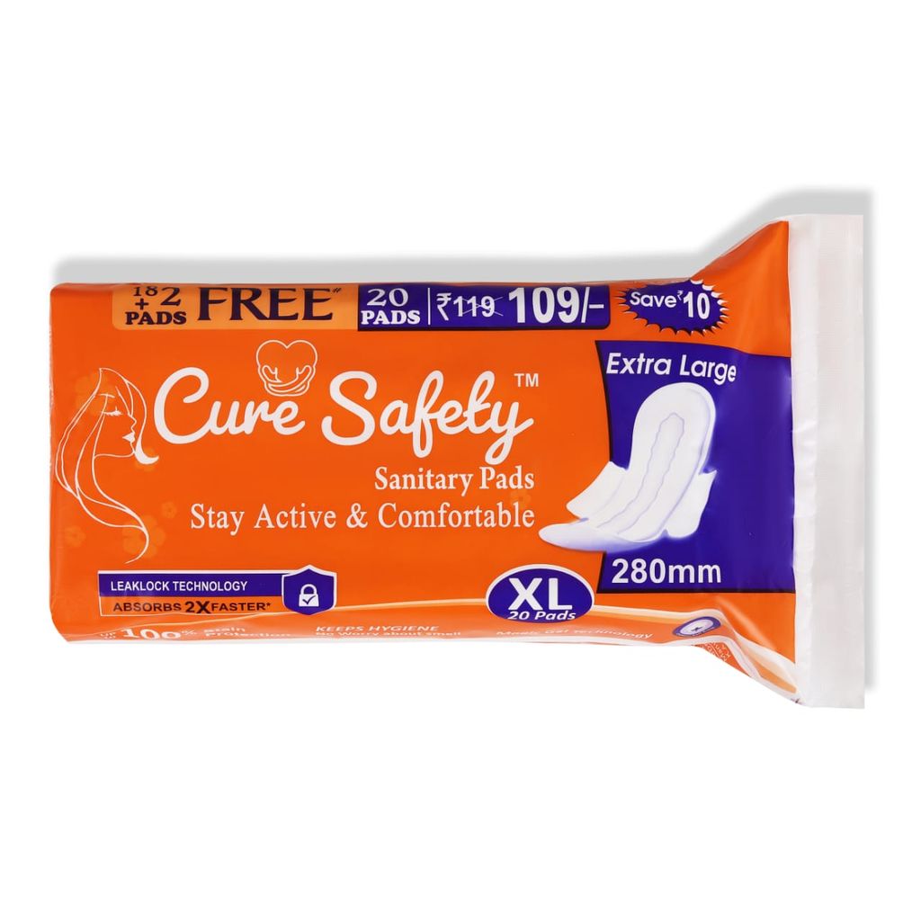 Cure Safely XL Extra Large Sanitary Pads 280mm - Pack of 3