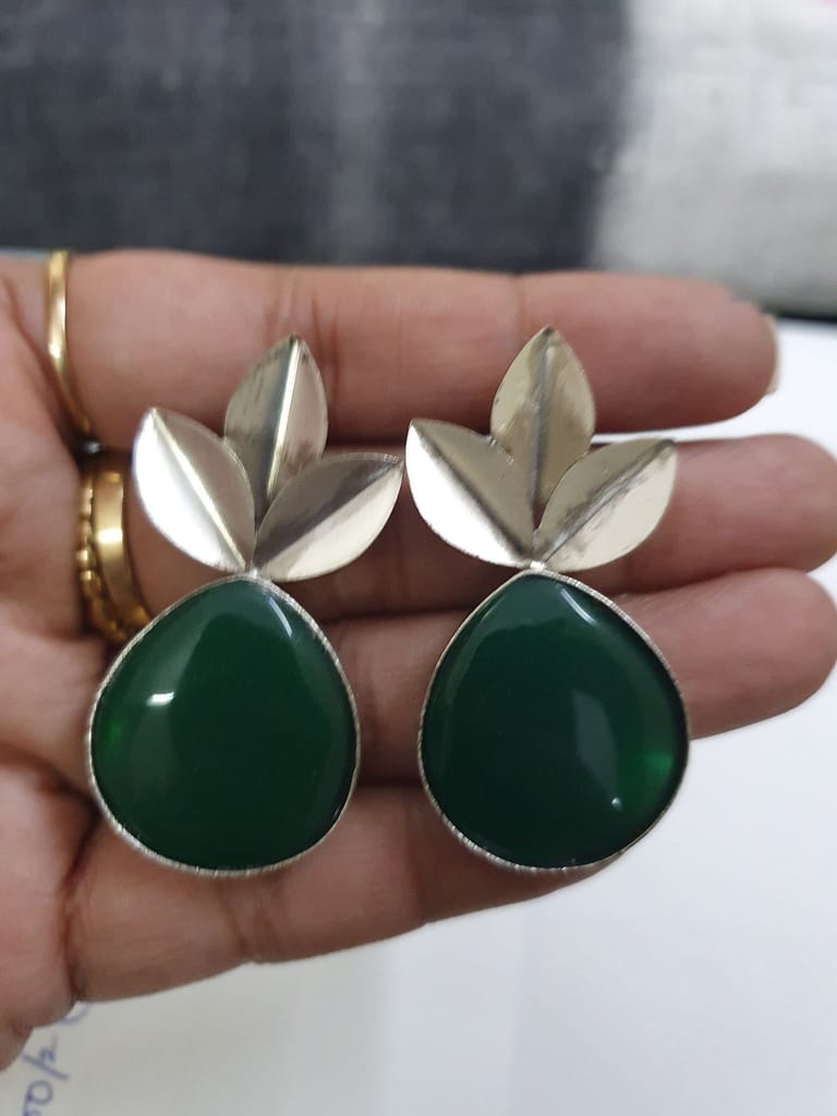 German Silver Oxidized Studs Earrings view 2