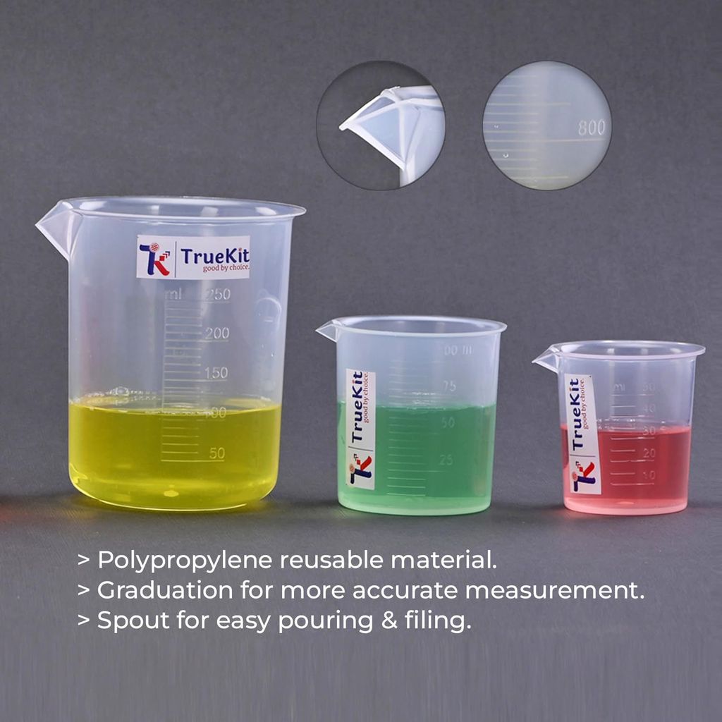 TRUEKIT Transparent Plastic Measuring Beaker with Graduation Marks. view 2