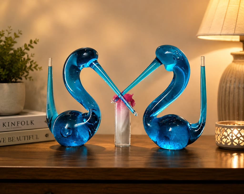 Blue Glass Swan Decorative Showpiece view 2