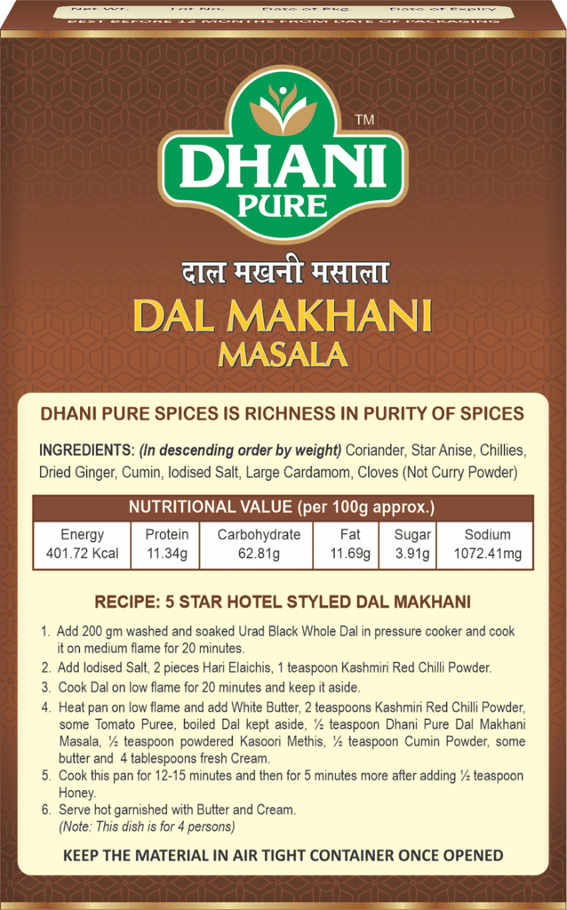 Dhani Pure Dal Makhani Masala Box, 100g view 2