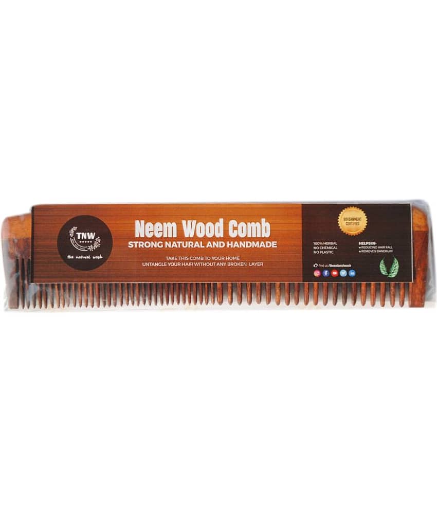 TNW - The Natural Wash NEEM COMB (2 in 1) Fine Tooth Rattail Comb view 2