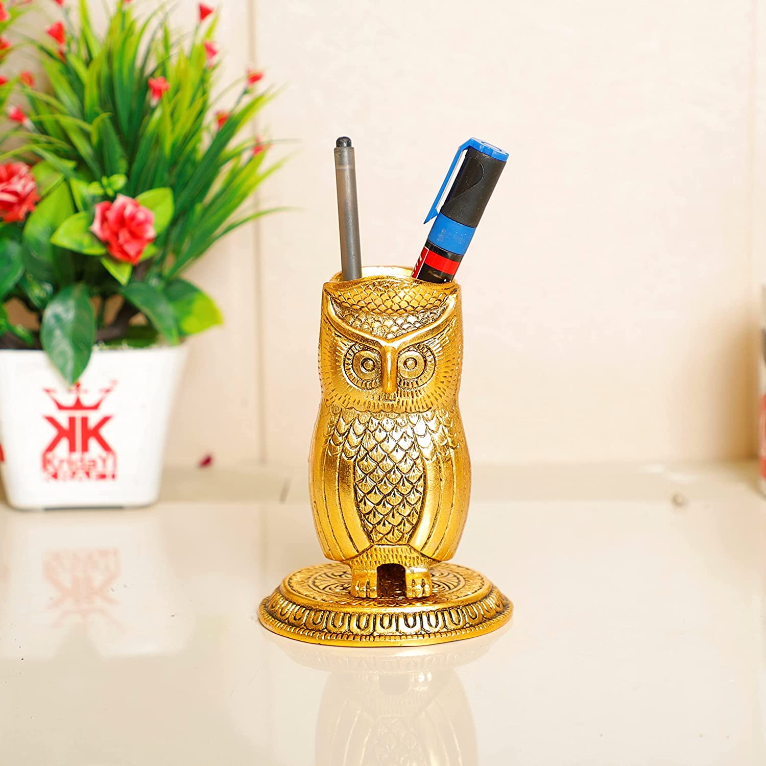 DreamKraft Metal Owl Shape Beautiful Pen Stand/Holder view 2