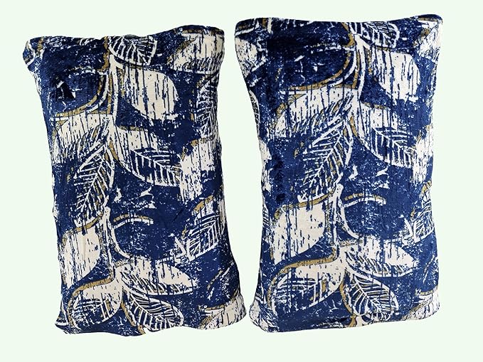 Velvet bedsheet Set with Pillow Covers, 100% Velvet, Navy Blue and White Floral Pattern, 229 cm x 254 cm view 2