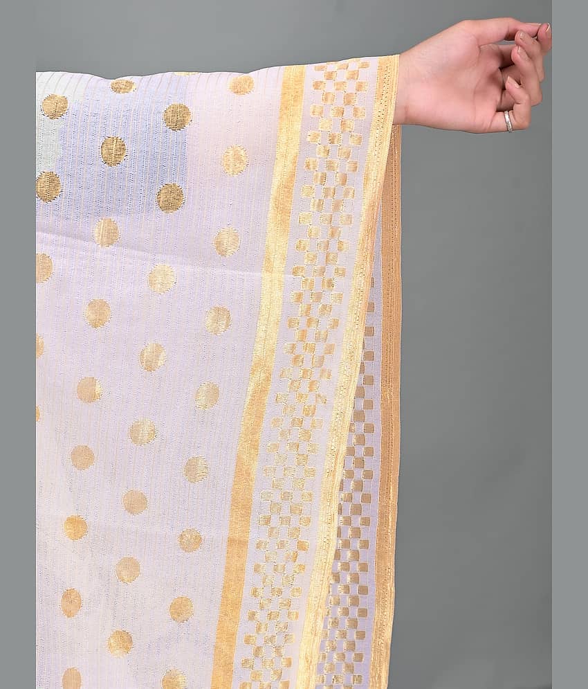 Apratim - White Silk Women's Dupatta - ( Pack of 1 ) view 2