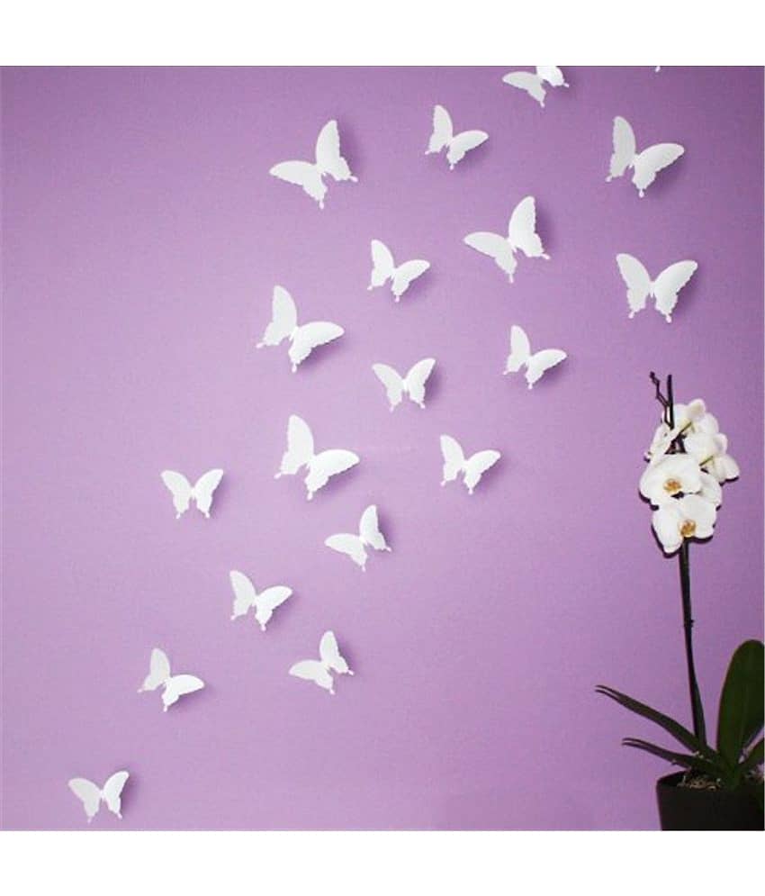 Jaamso Royals White Butterfly PVC White Wall Sticker - Pack of 1 view 2