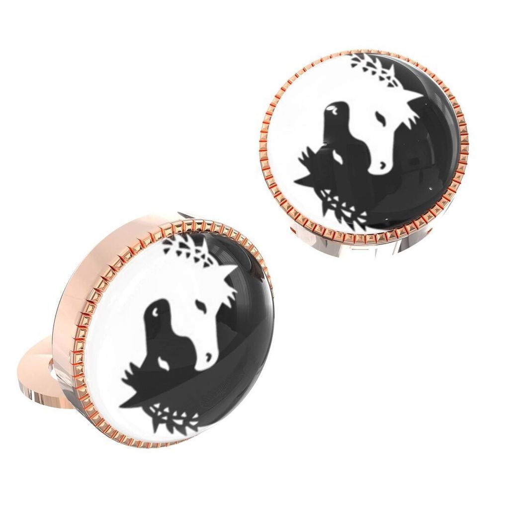 The Smart Buttons - Shirt Button Cover Cufflinks for Men - 2 Horses Of Ying & Yang Design Pattern view 2