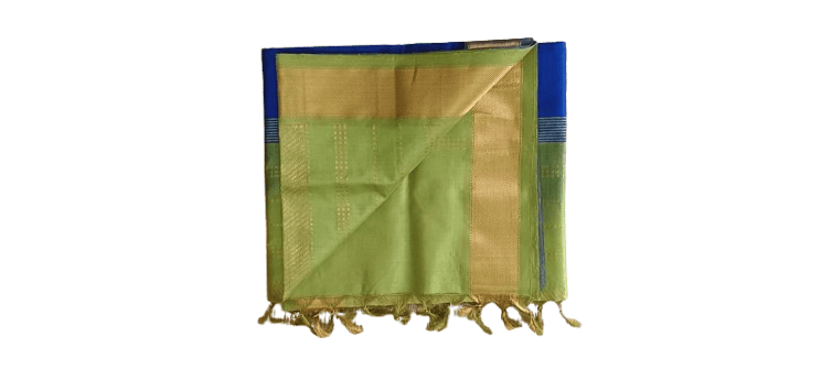 Green and Blue Kanchipuram Silk Saree With Blouse view 2