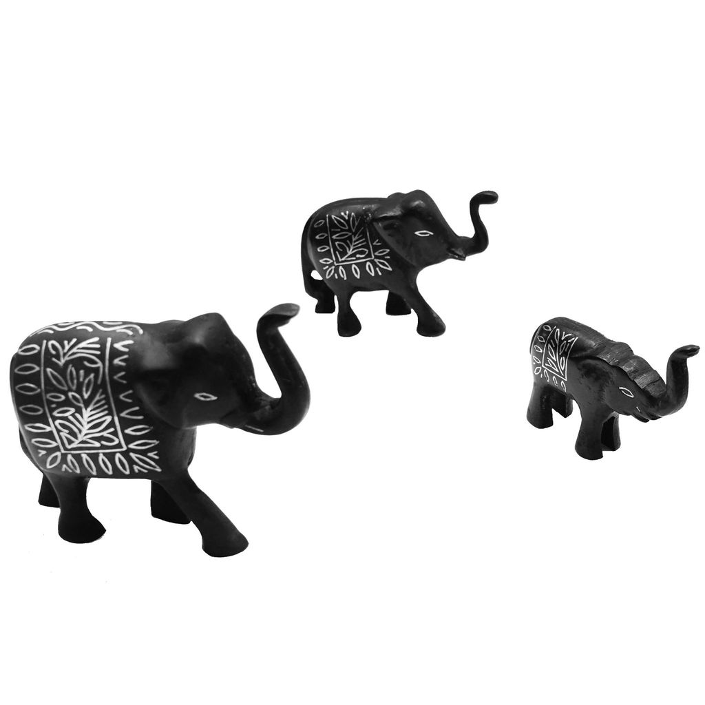Bidri Work Elephant Family Three Pair 3 (1TMTDCOKA08509) view 2
