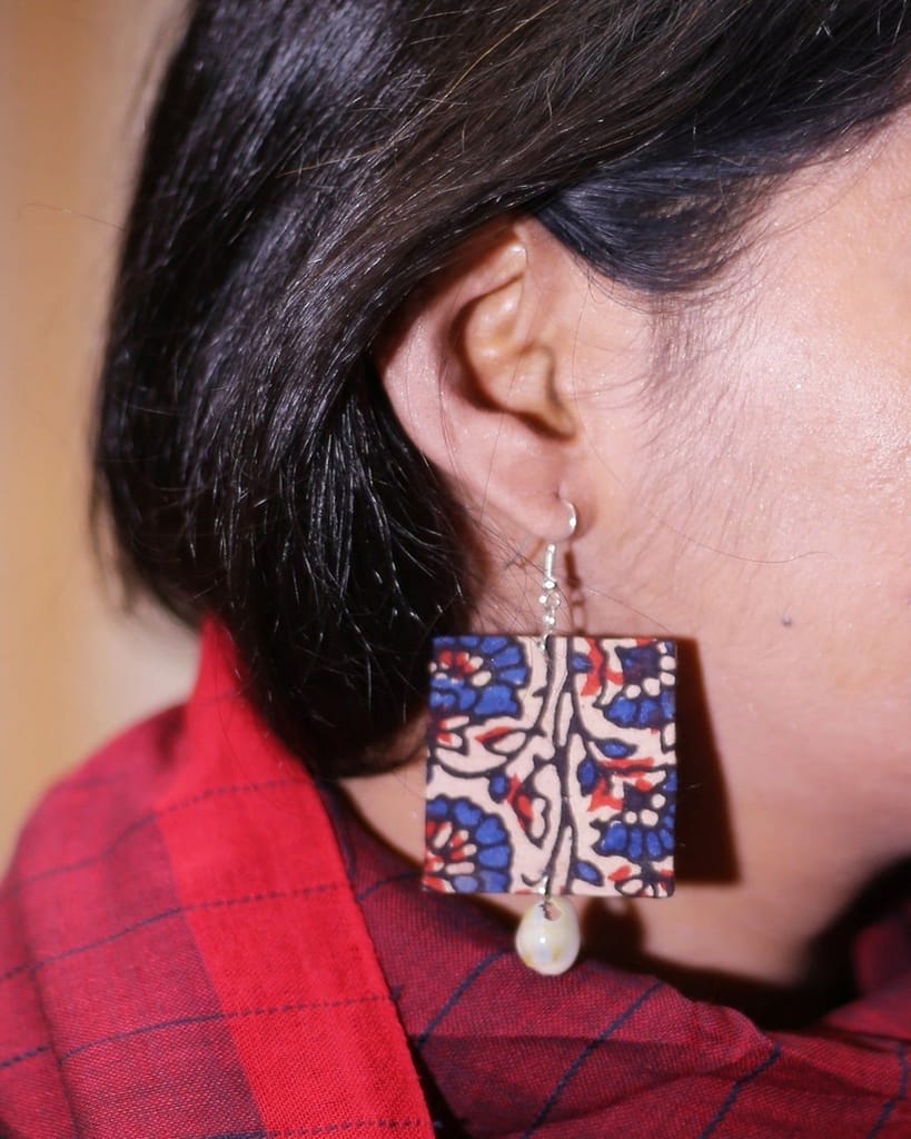 Tree of Life Rectangular Handcrafted Dangler Earring view 2