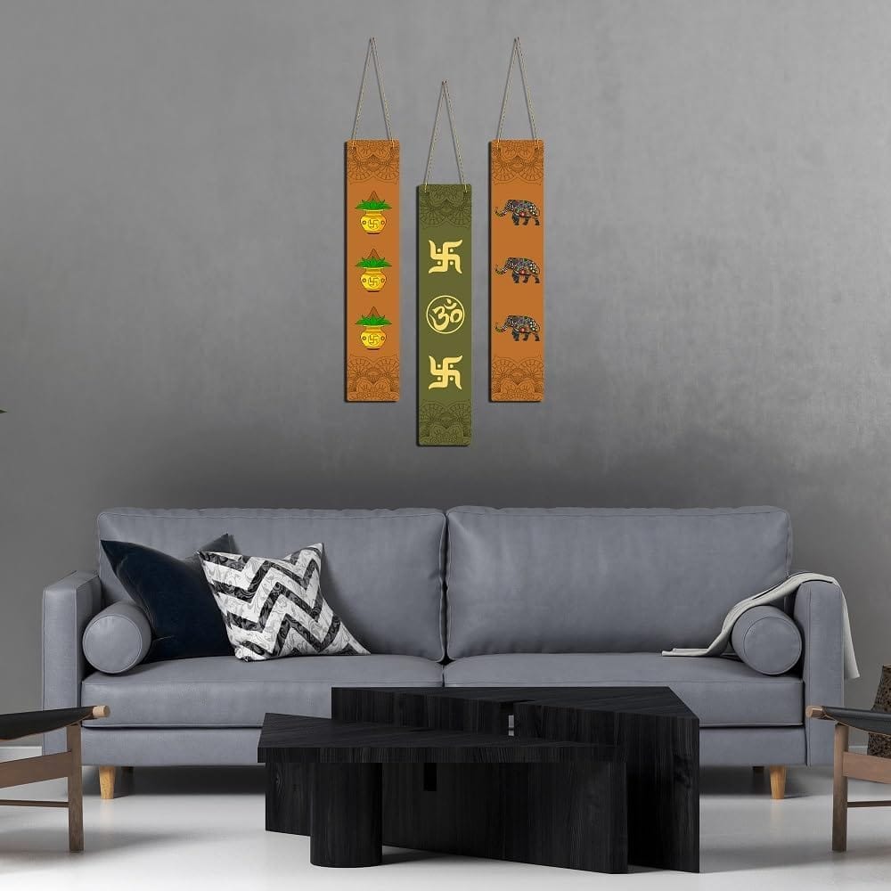 Charmor Religious Designer Wall Hanging Decoration Items for Home | Gifts | Bedroom | Wooden | Living Room | Artworks (WH4804),Set of 3 view 2