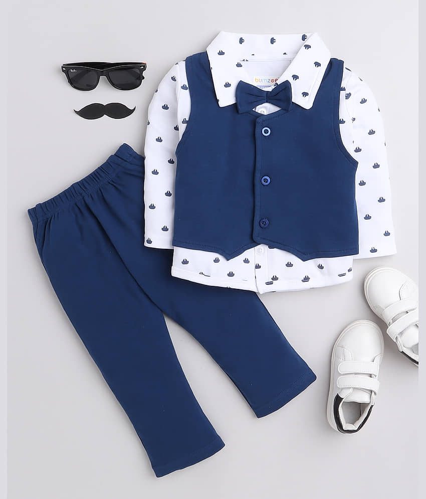 BUMZEE Pack of 1 Baby Boys Cotton Shirt & Trouser ( Gray )