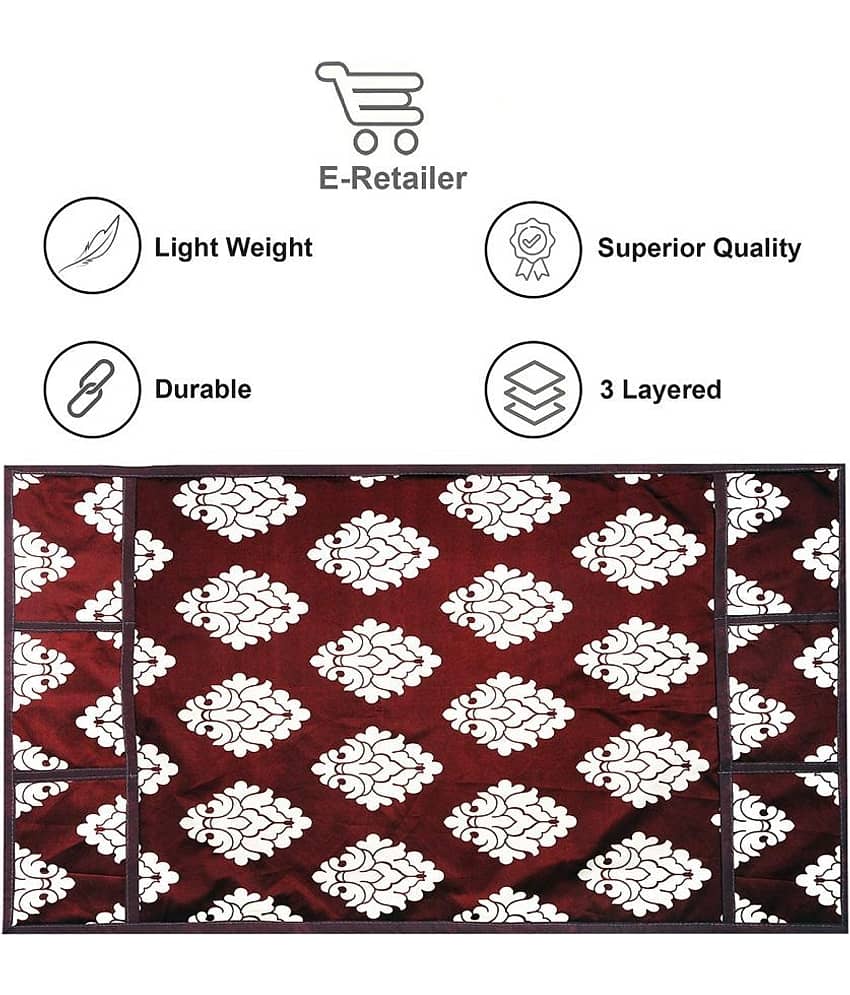 Polyester Fridge Top Cover 55x97 Cm (Pack of 1) - Maroon view 2
