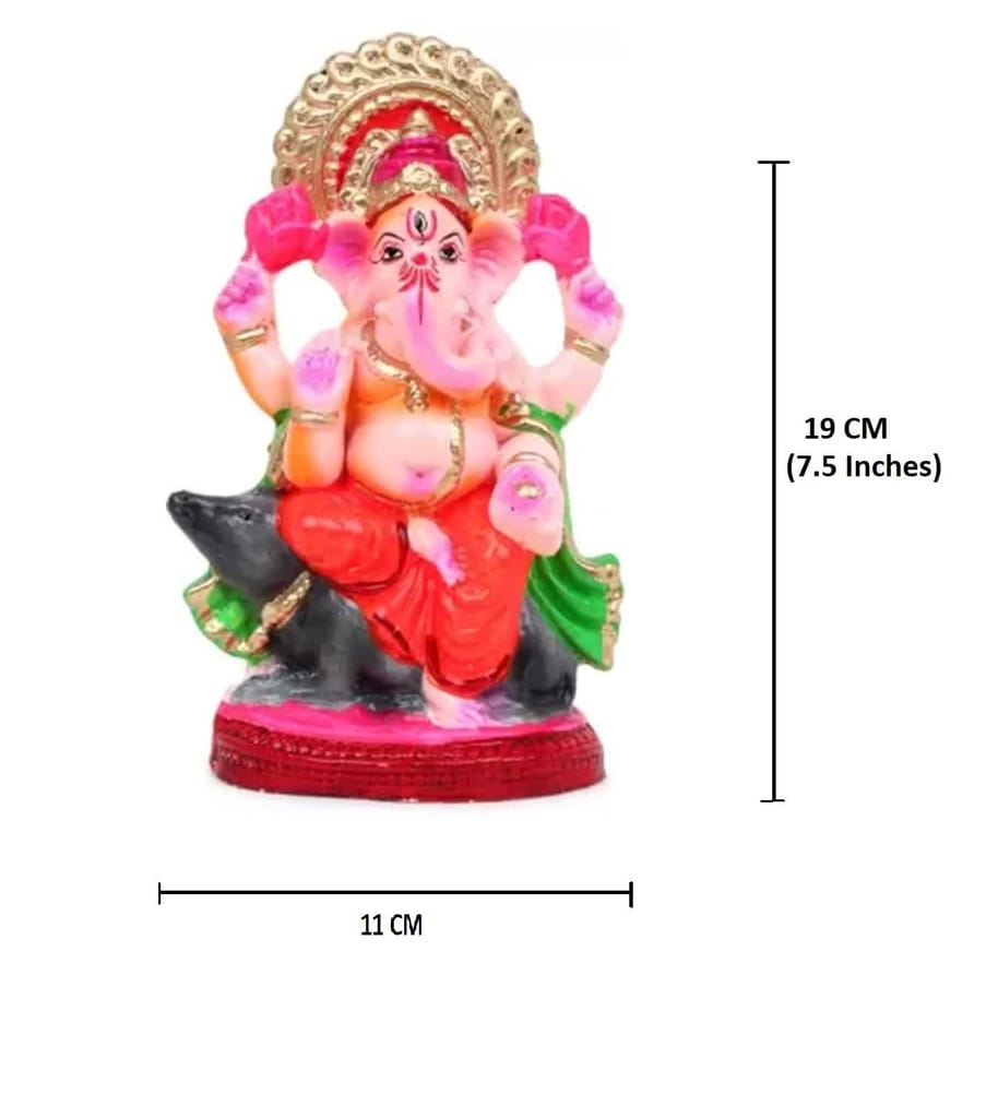 KSI Eco Friendly Ganesh Murti Biodegradable Mitti Ganpati Statue for Diwali Decoration Home Temple & Visarjan Dissolve in Water Clay Idol view 2