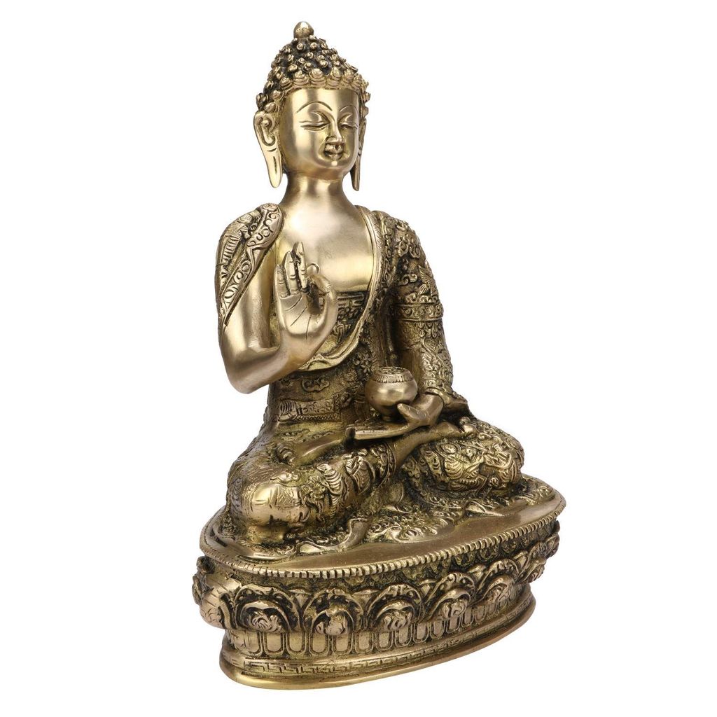 ARTVARKO Life Story Brass Blessing Gautam Buddha Statue Idol for Home Decoration Religious Office Gift Showpiece Vastu Luck Statue 12 Inch Big Decor. view 2