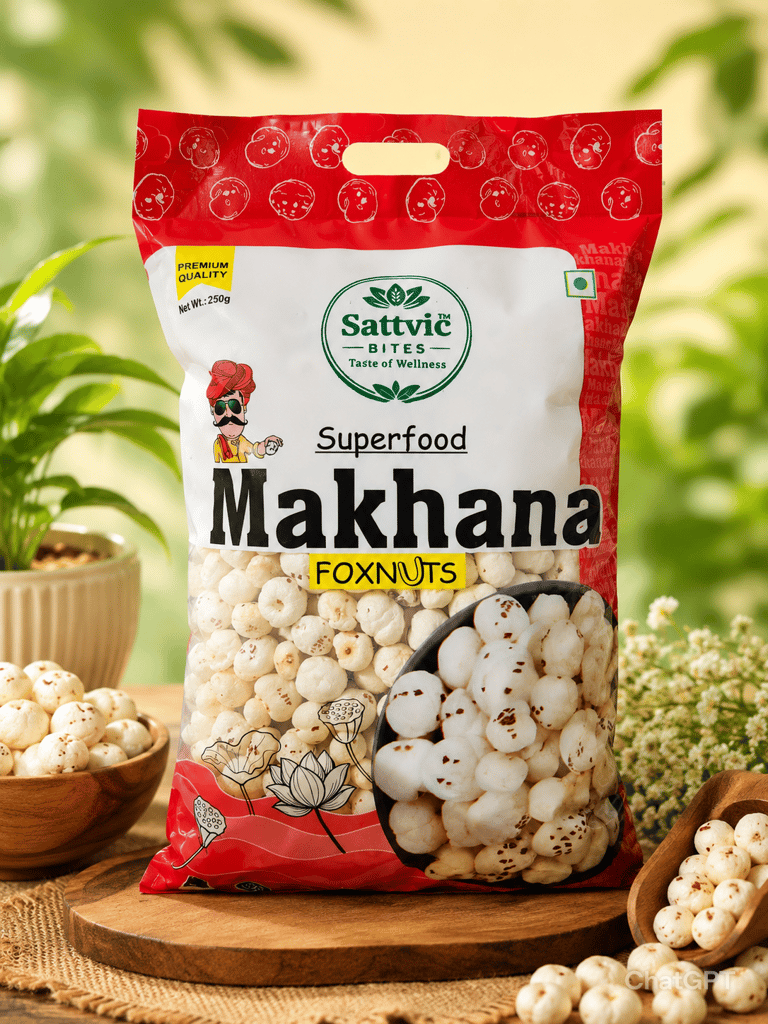 Sattvic Bites Premium 6+Sutta Handpicked Makhana – Healthy & Natural (250gm) / Rasgulla Makhana