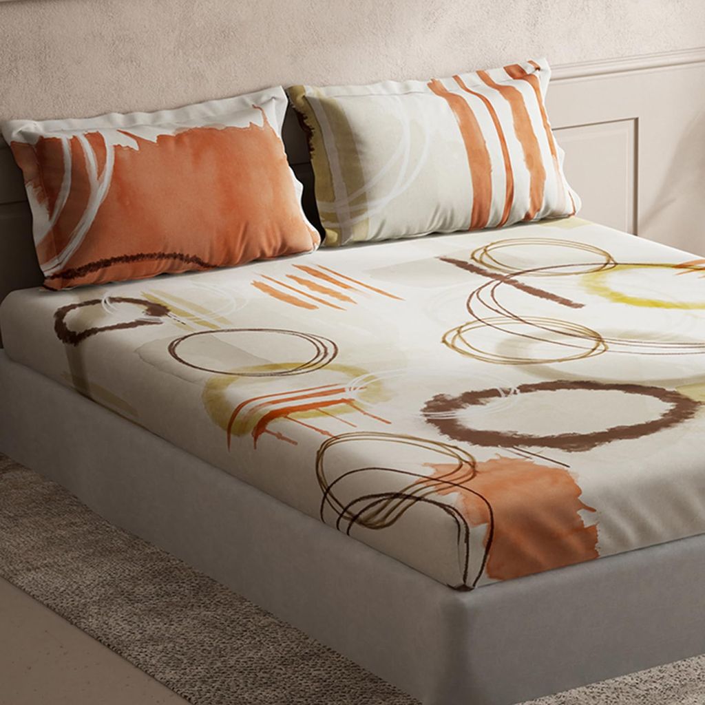 DDECOR - Souvenir Collection 100% Cotton Abstract Pattern 145TC Super King |274 CM X 274 CM| Orange view 2