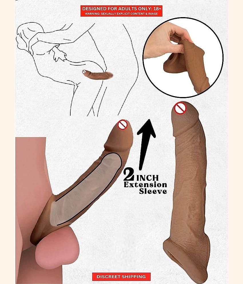 KAMAHOUSE 8.75 INCH CHOCOLATE 2 HOLE JUMBO EXTADER CONDOOM PENIS SLEEVE FOR MEN view 2