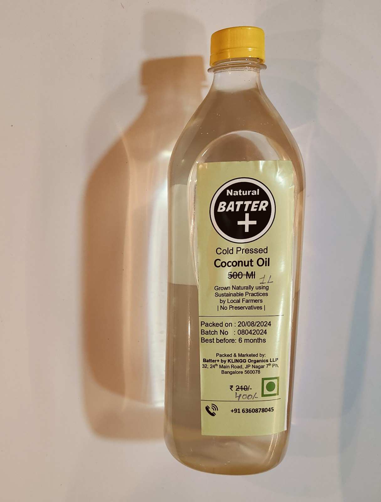 Batterplus Cold Pressed Coconut Oil 1 Ltr