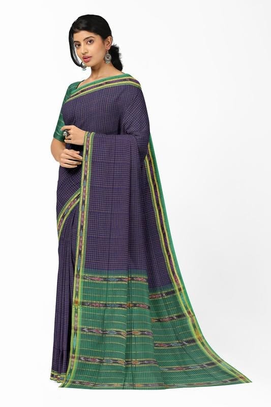 APCO Handloom (A Andhra Pradesh Govt Emporium)- Women's Traditional Pure Handloom Bandar/Polavaram Blue Cotton Saree | PBS0009 view 2