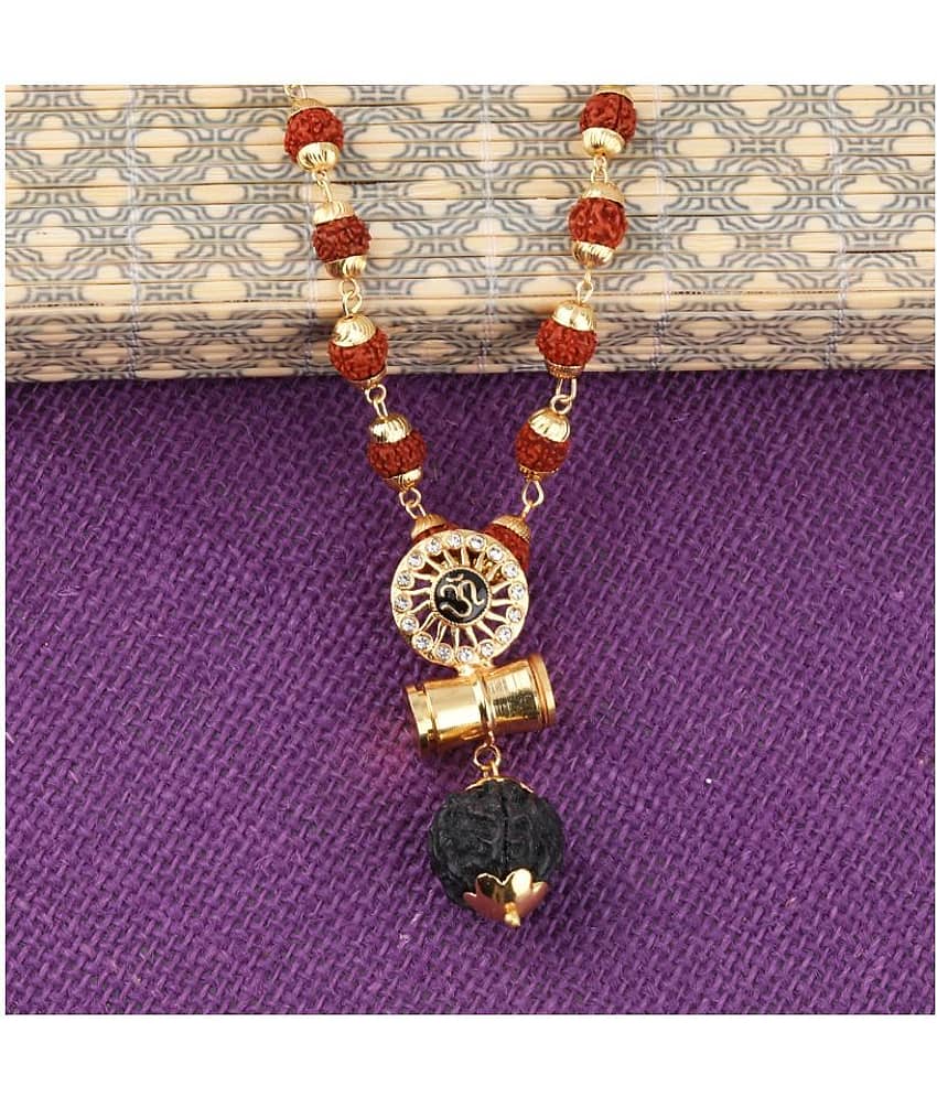SILVER SHINE Attractive Gold Plated Rudraksha Designer Pendant Mala for Men and Women view 2
