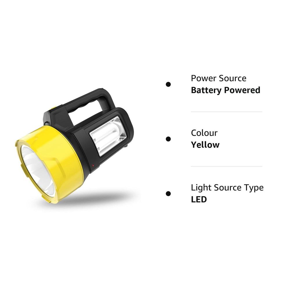 Emergency LED Search Long Range Torch Light 125W Rechargeable with Blinker + Side Light (Yellow) view 2