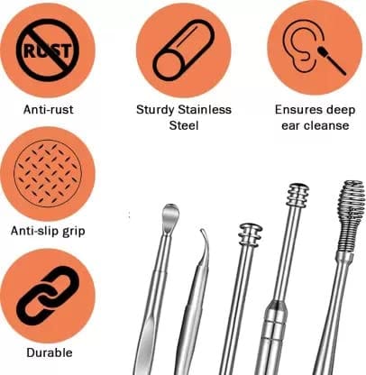Elecsera Ear Earwax Removal Ear Wax Cleaner Swab Spiral Ear Pick (100 g, Set of 6) view 2