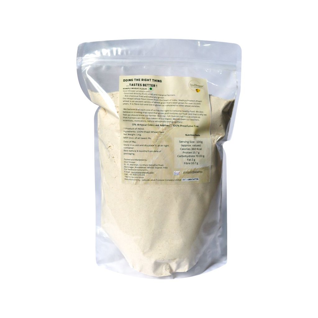 Buy Khapli Emmer Wheat Flour | 100% Natural | High in Fiber | Low in Gluten | Diabetic Friendly | 2 Kg view 2