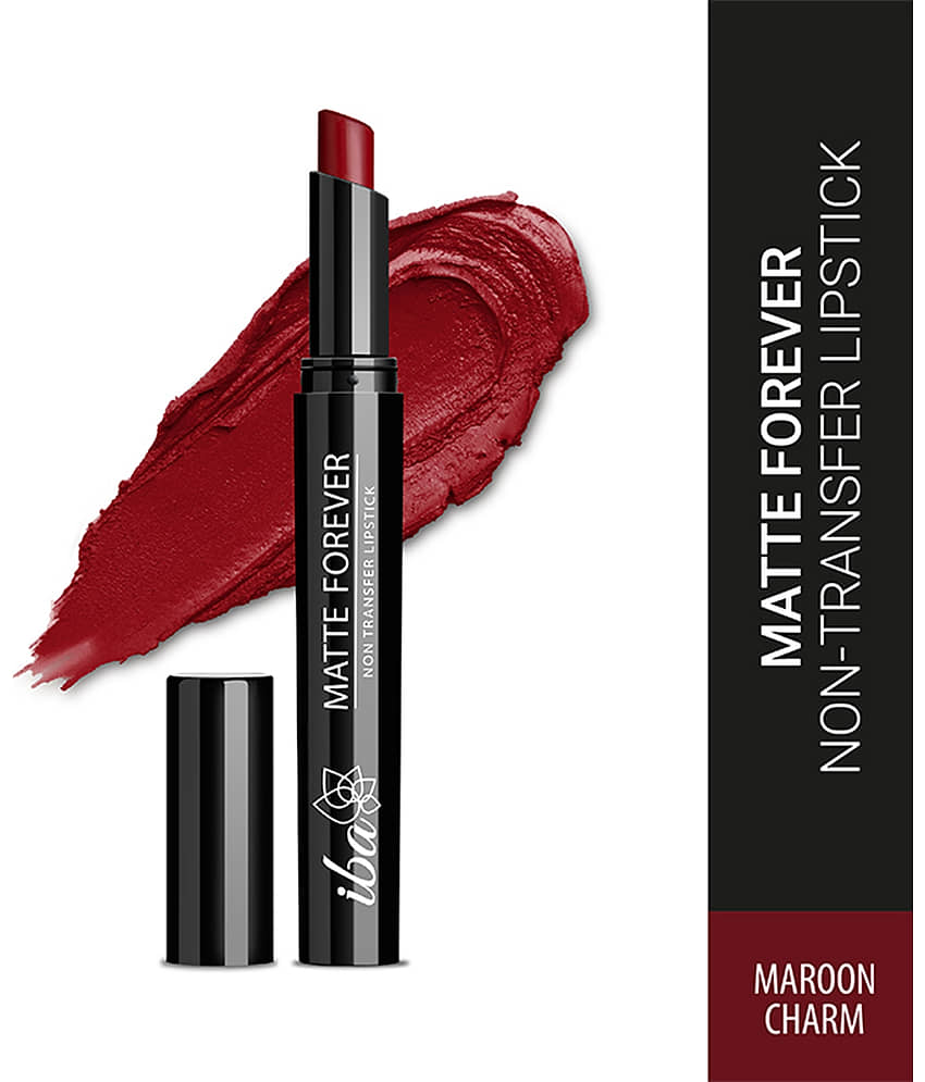 Iba Matte Forever Non-Transfer Lipstick for Women 07 Maroon Charm, 2g , Smudge-proof & Lightweight, (Pack of 1)