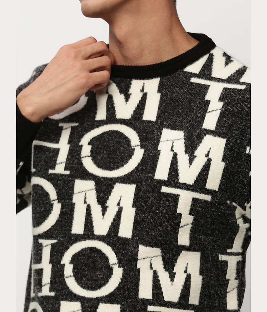 Showoff Acrylic Round Neck Men's Full Sleeves Pullover Sweater - Black ( Pack of 1 ) view 2