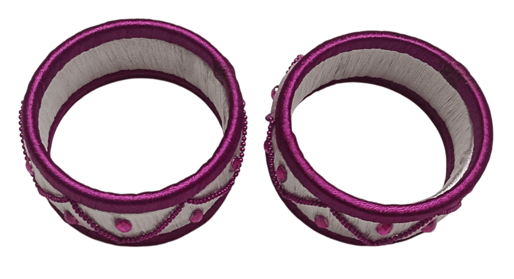 Beautiful Silk Thread Bangles With Stone Work - 2-4 size view 2