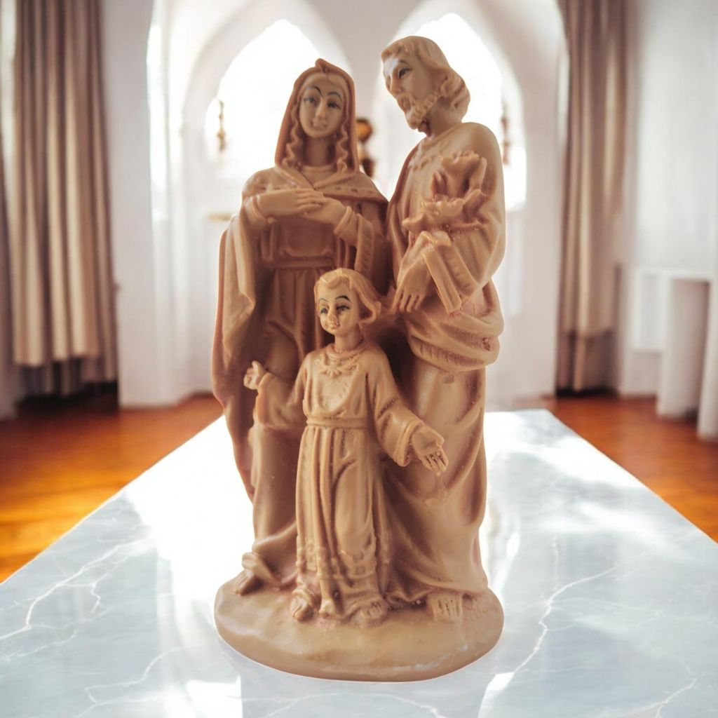 AMS Jesus Statue Handcrafted Holy Family Jesus Idol with Mary and Joseph Exquisite Sculpture for Christian Home, Prayer, Office and Gifting 14.5 Cm view 2