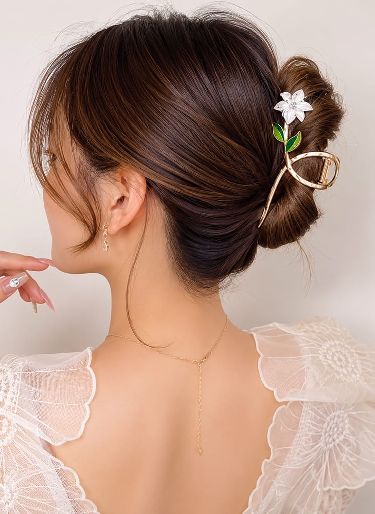 Blubby Gold Floral Metal Hair Claw view 2