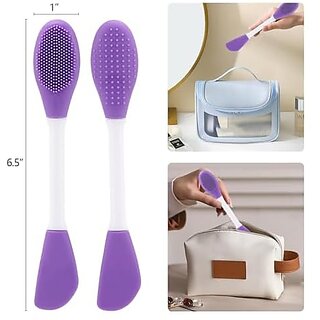 1 PCS Silicone Face Mask Brush Applicator 2 in 1 Soft Bristle Face Scrubber Beauty Tool Portable Facial Cleansing Brush Applicator for Mud Clay Charcoal Mixed Mask DIY Modeling Mask Body Lotion view 2