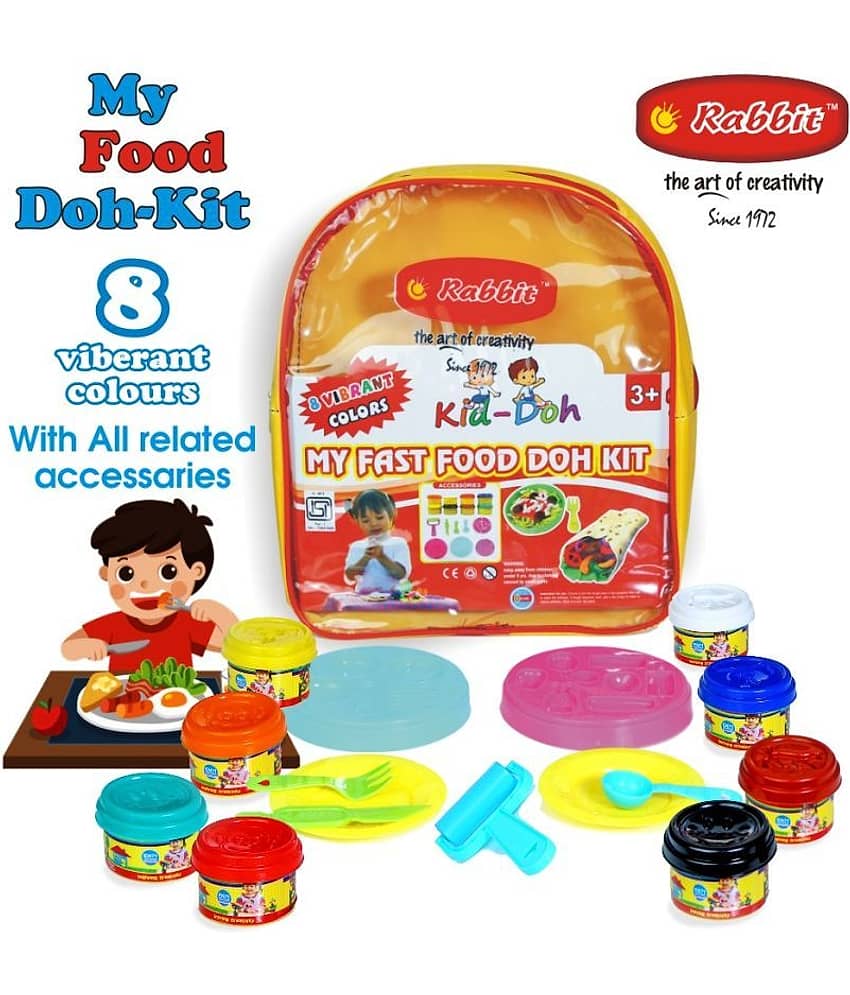 MY FAST FOOD DOH KIT| Creative Kit for Kids| Pack includes 8 colorful doh boxes| Play Dough Clay Set| DIY Toys| Safe & Non-Sticky| DIY Colorful Doh| Play Dough Set for Kids Boys Girls| Play Doh Kit for Kids with moulds| Dough KitRecommended 3+ age group view 2