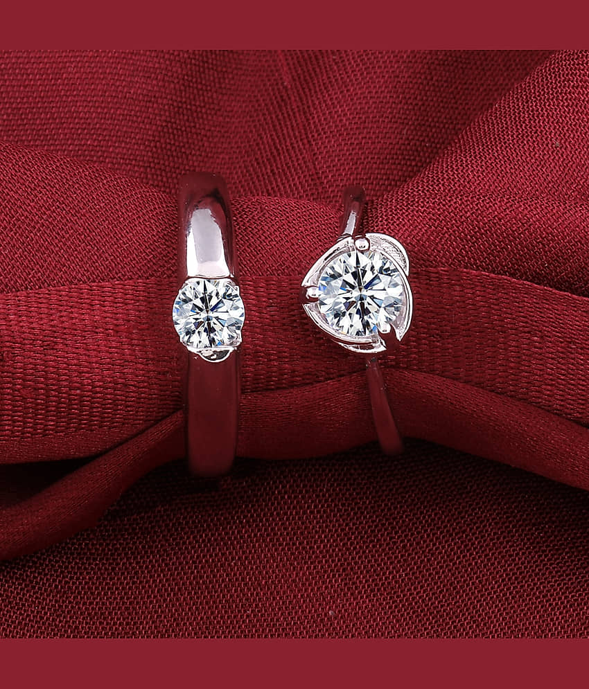 Some One Speical For Couple Ring Valentines Lover Gift Adjustable Silver Plated Couple Ring Set Women And Men view 2