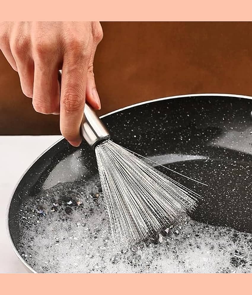 BHAVYTA COSMETIC Silver Stainless Steel Dishwashing Cleaning Brush Steel Wool Scrubber ( Set of 1 ) view 2