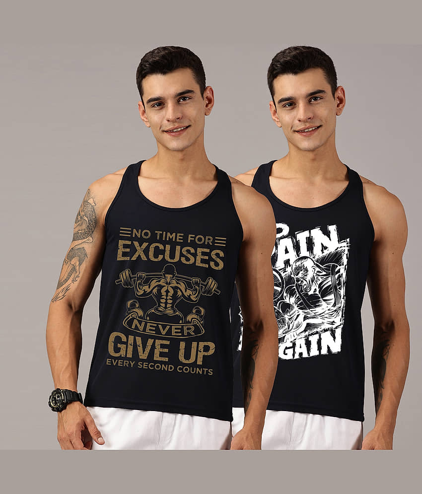 Diversify Pack of 2 Polyester Gym Vest For Men ( Multicolor )