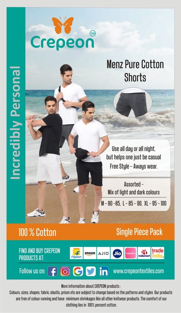Crepeon Mens Cotton Shorts view 2