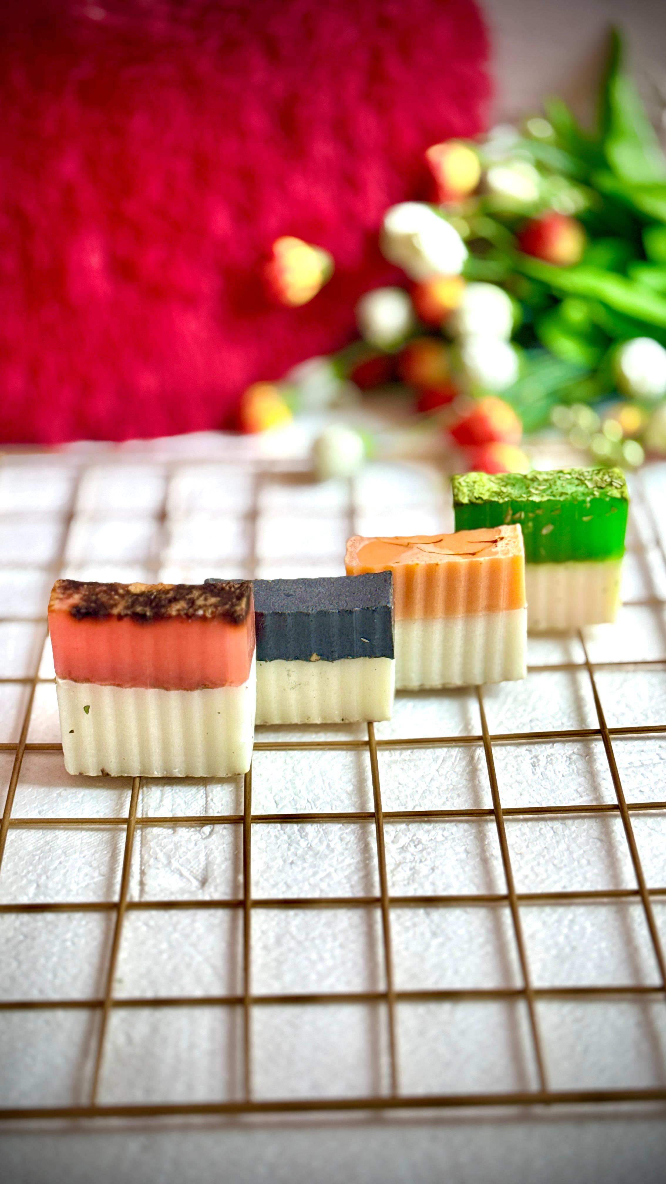 Skin Whitening Handmade Soaps( Charcoal Milk, NeemTulsi Milk, Kesar Milk, Rose Milk ) Pack of 4