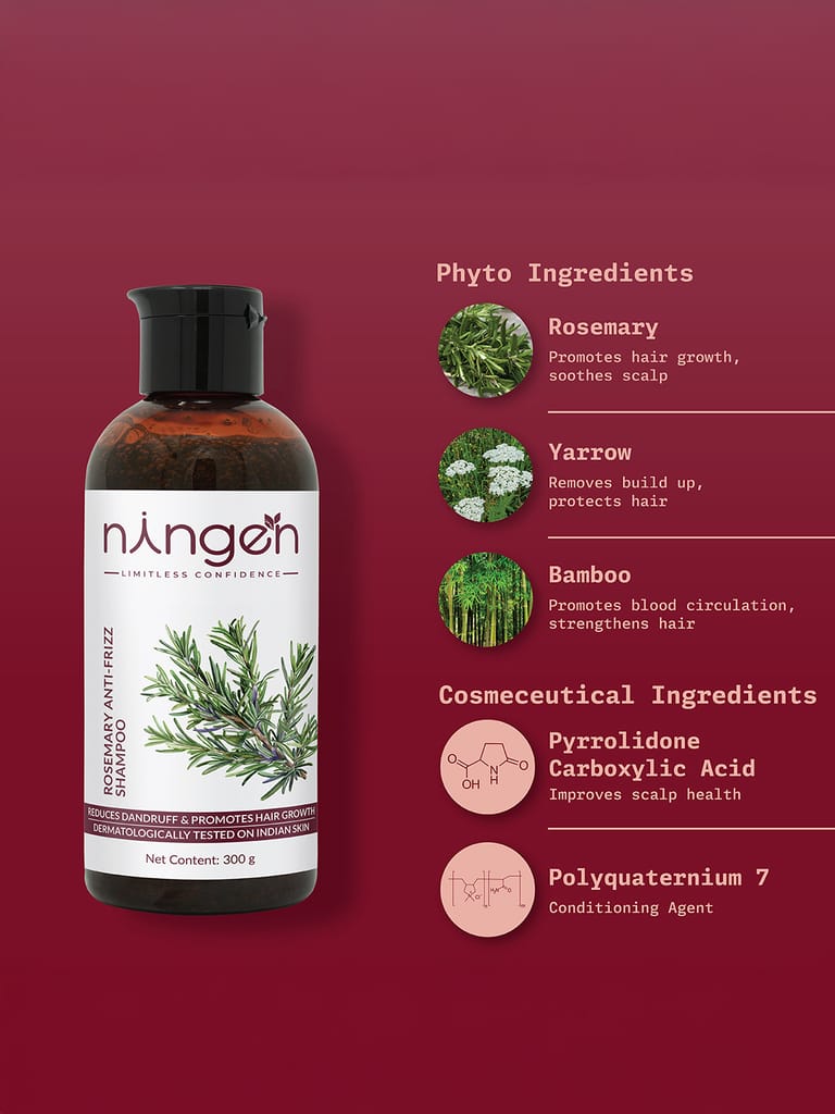 Ningen Rosemary Anti-Frizz Shampoo | Organic Moisture Locking Shampoo | Shampoo for Silky Hair view 2