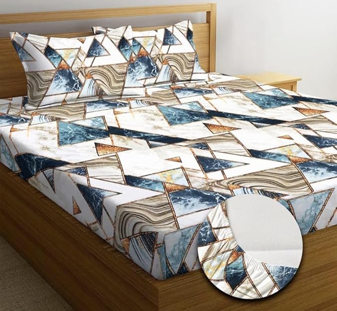 Premium & Beautiful Glace Cotton Bed Sheet 90x100 Inches (White)