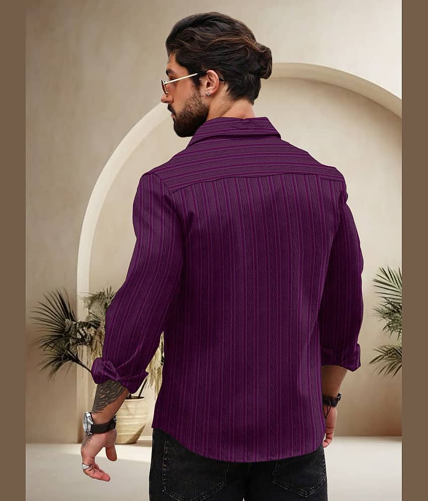 Nofilter Cotton Blend Regular Fit Self Design Full Sleeves Men's Casual Shirt - Maroon ( Pack of 1 ) view 2