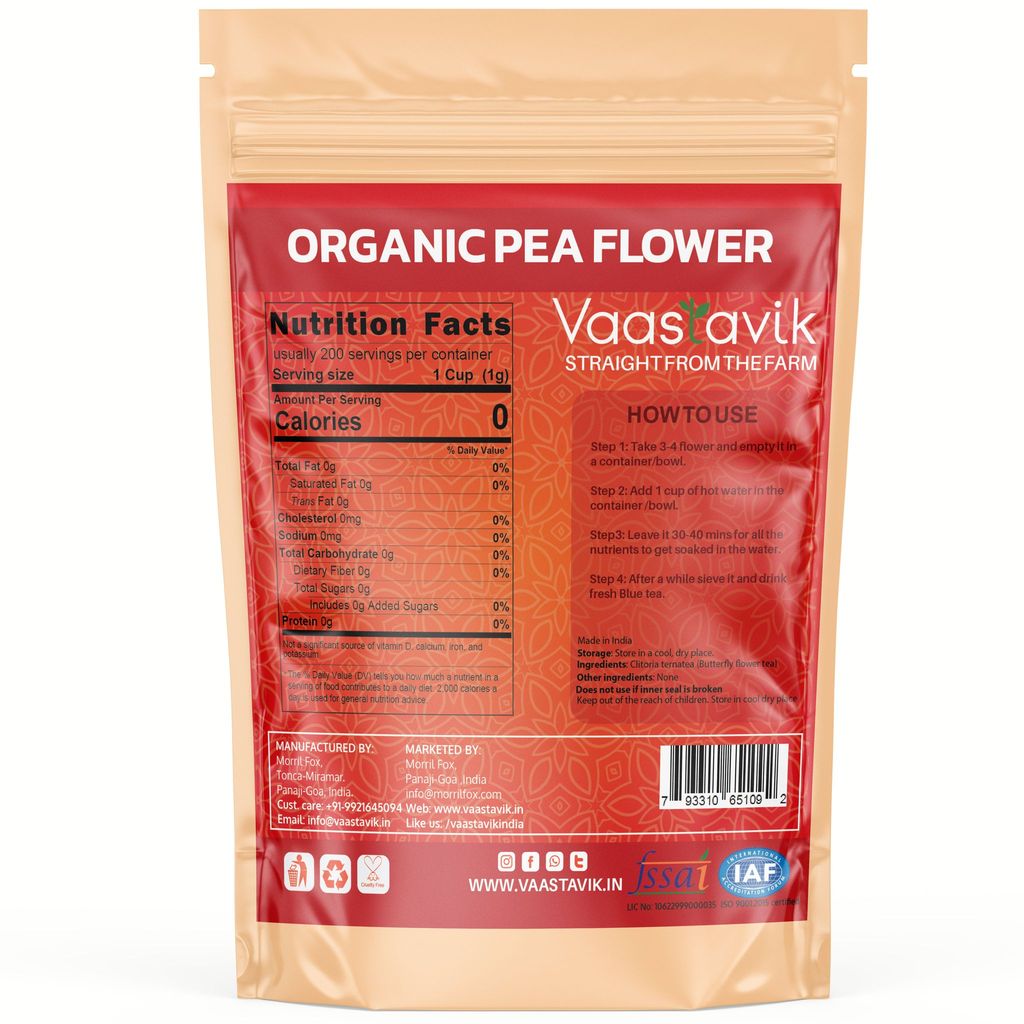 Vaastavik Butterfly Pea Flower Tea Blue 100gm view 2