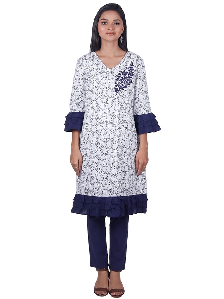 100% Cotton Kurta with Hand embroidery- Aranavy01