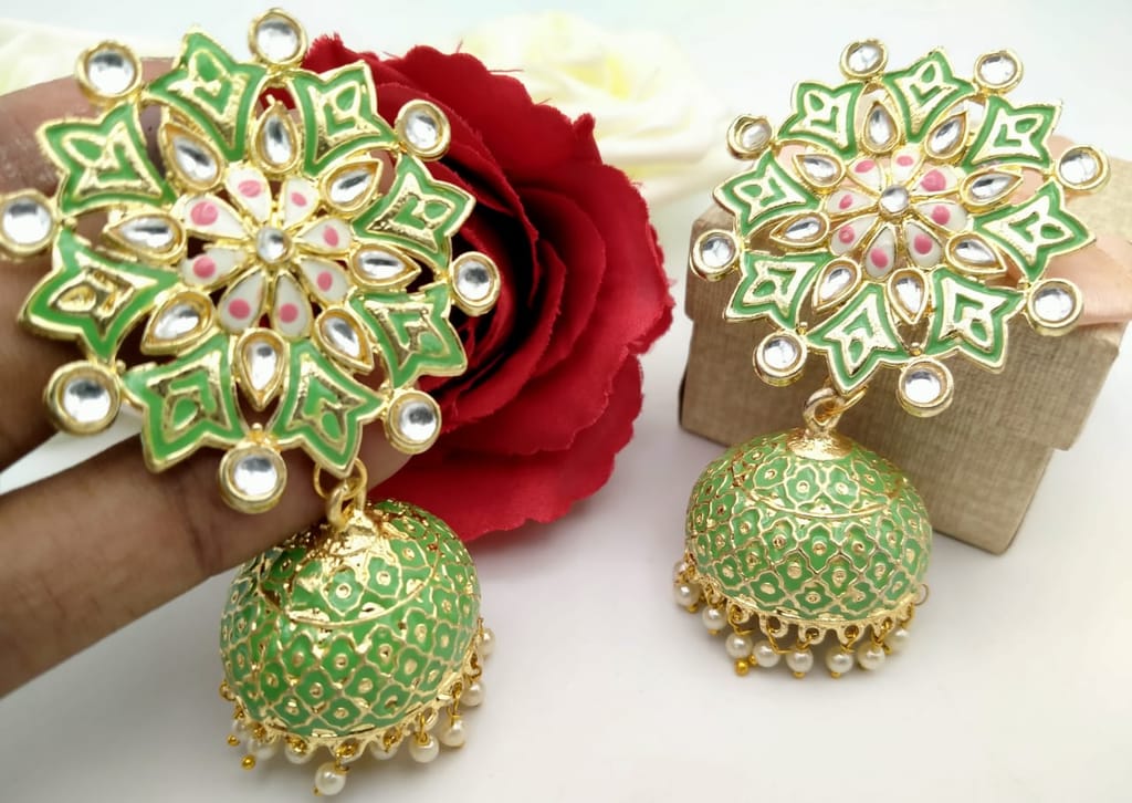 Stylish Ethnic Gold Plated Jhumki Earrings for Women view 2