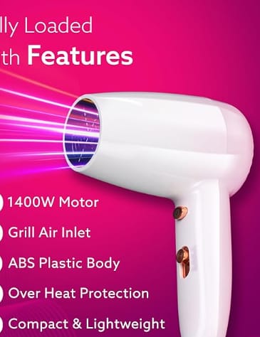 Wall Mounted Hair Dryer 1400W, Electric Wall Mount Hair Dryer, Hotel, Bathroom, Household, Wall Hanging Dryer, White view 2