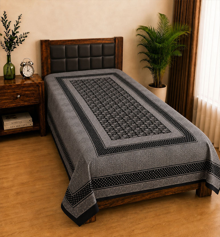 Hand Block Bagh Cotton Single Bedsheet view 2